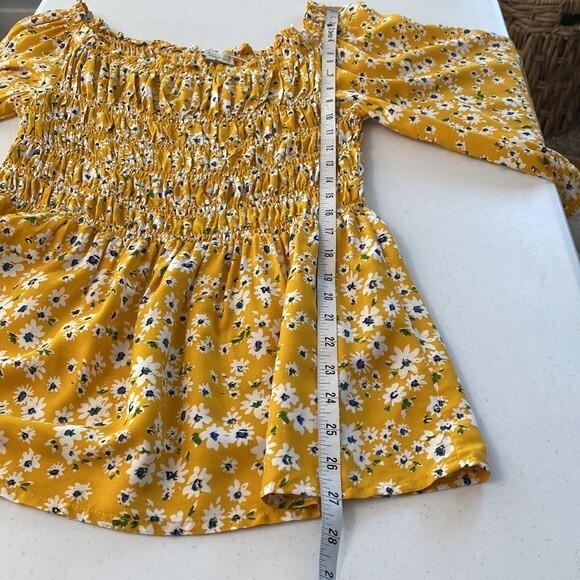 Chenault Fall Floral Smocked Square Neck Top Crochet Trim Wide Flare Sleeve Boho - Picture 15 of 15